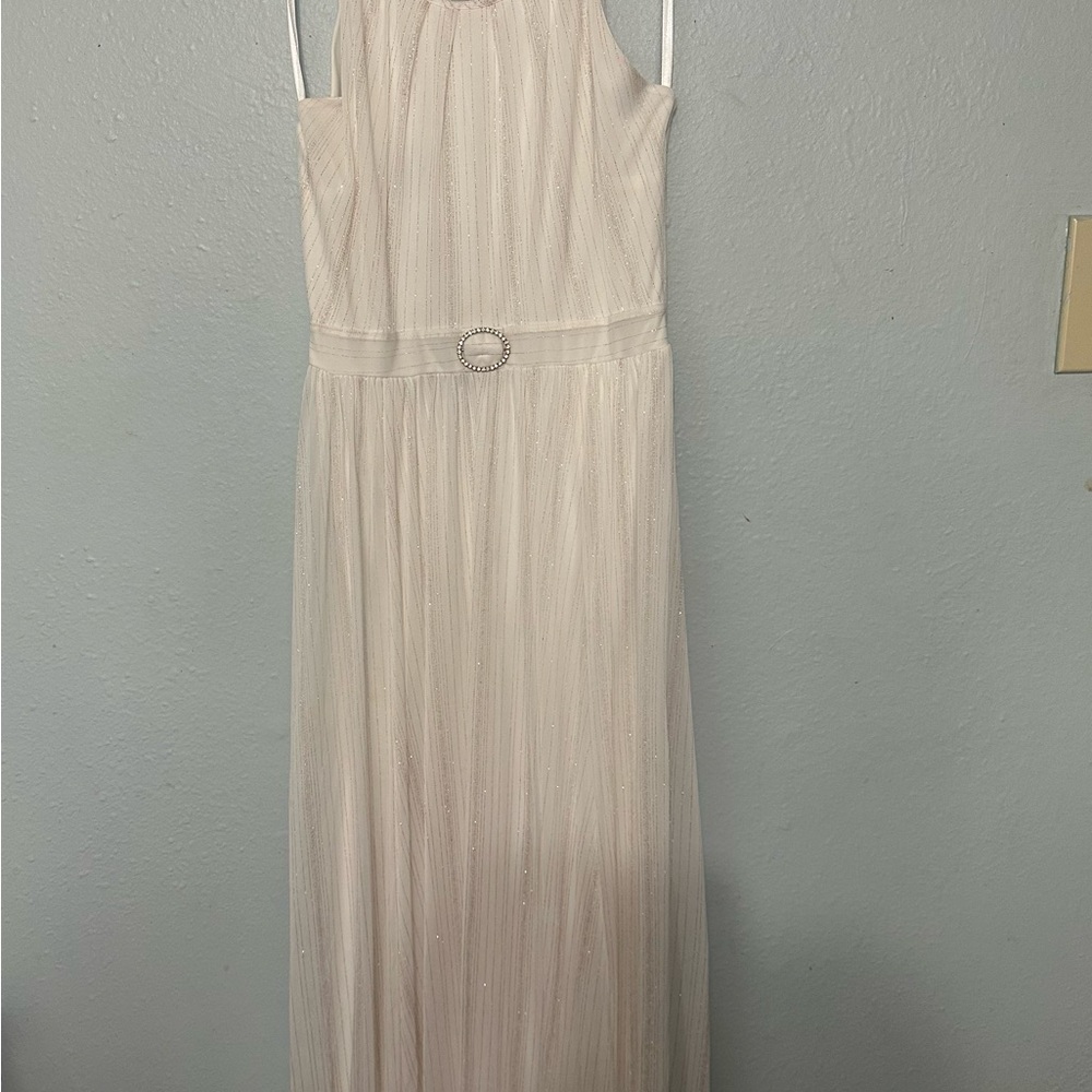 Cream Pleated Halter Gown for Brides